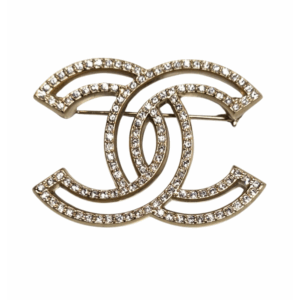 Pozłacana broszka, model logo CC, Chanel