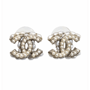 Pozłacane kolczyki z perłami, model logo CC, Chanel