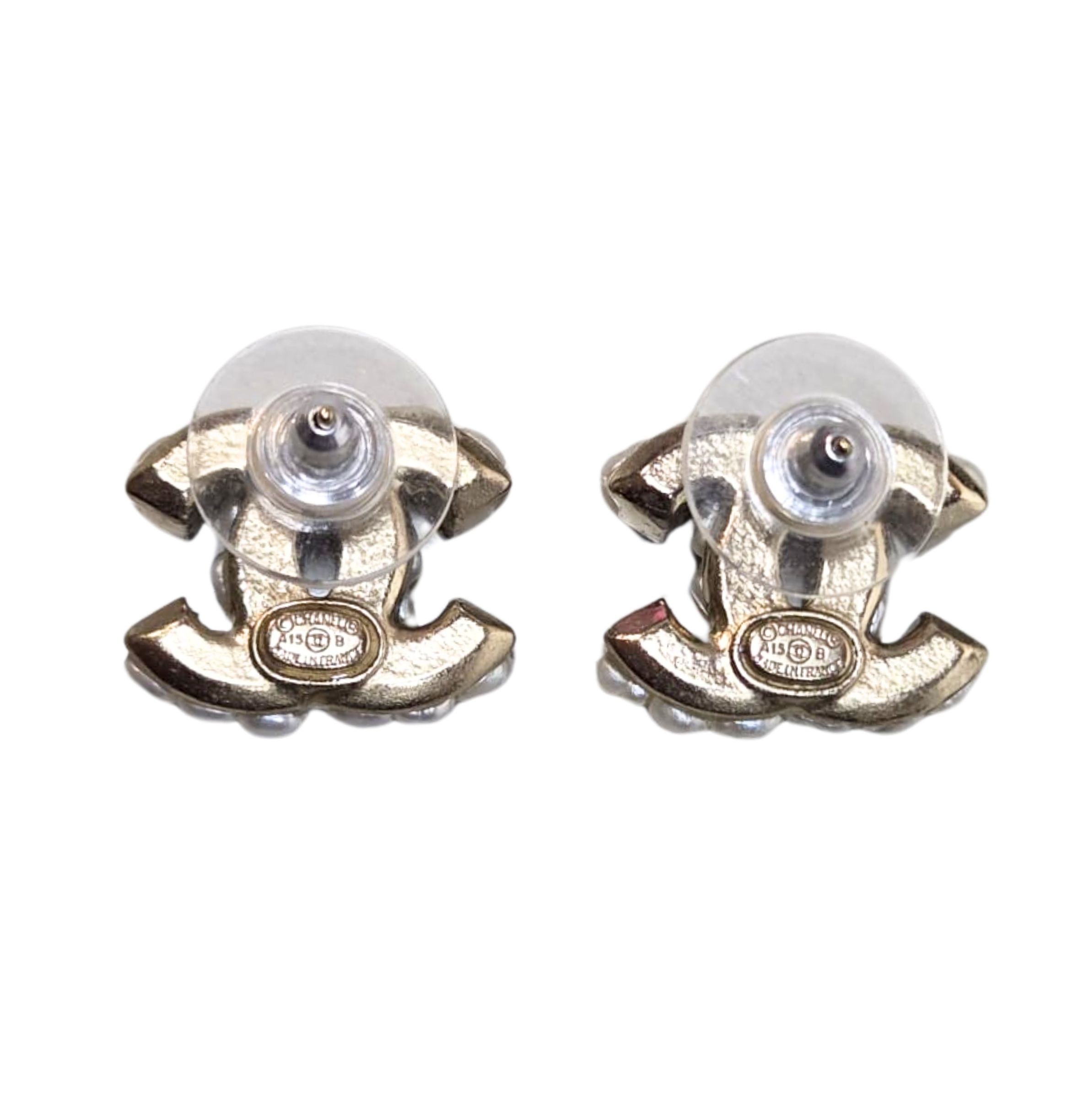 Pozłacane kolczyki z perłami, model logo CC, Chanel - obrazek 4