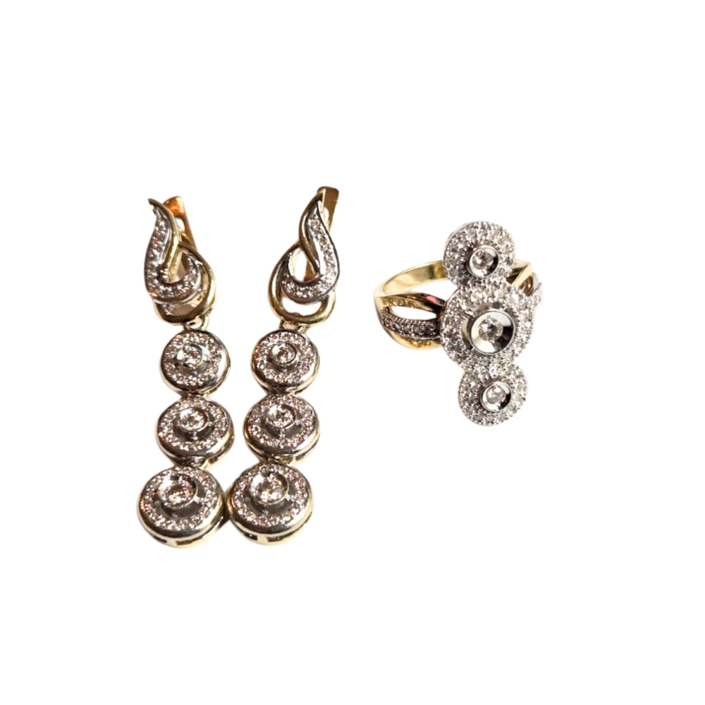 Efektowny zestaw biżuterii z diamentami (585)