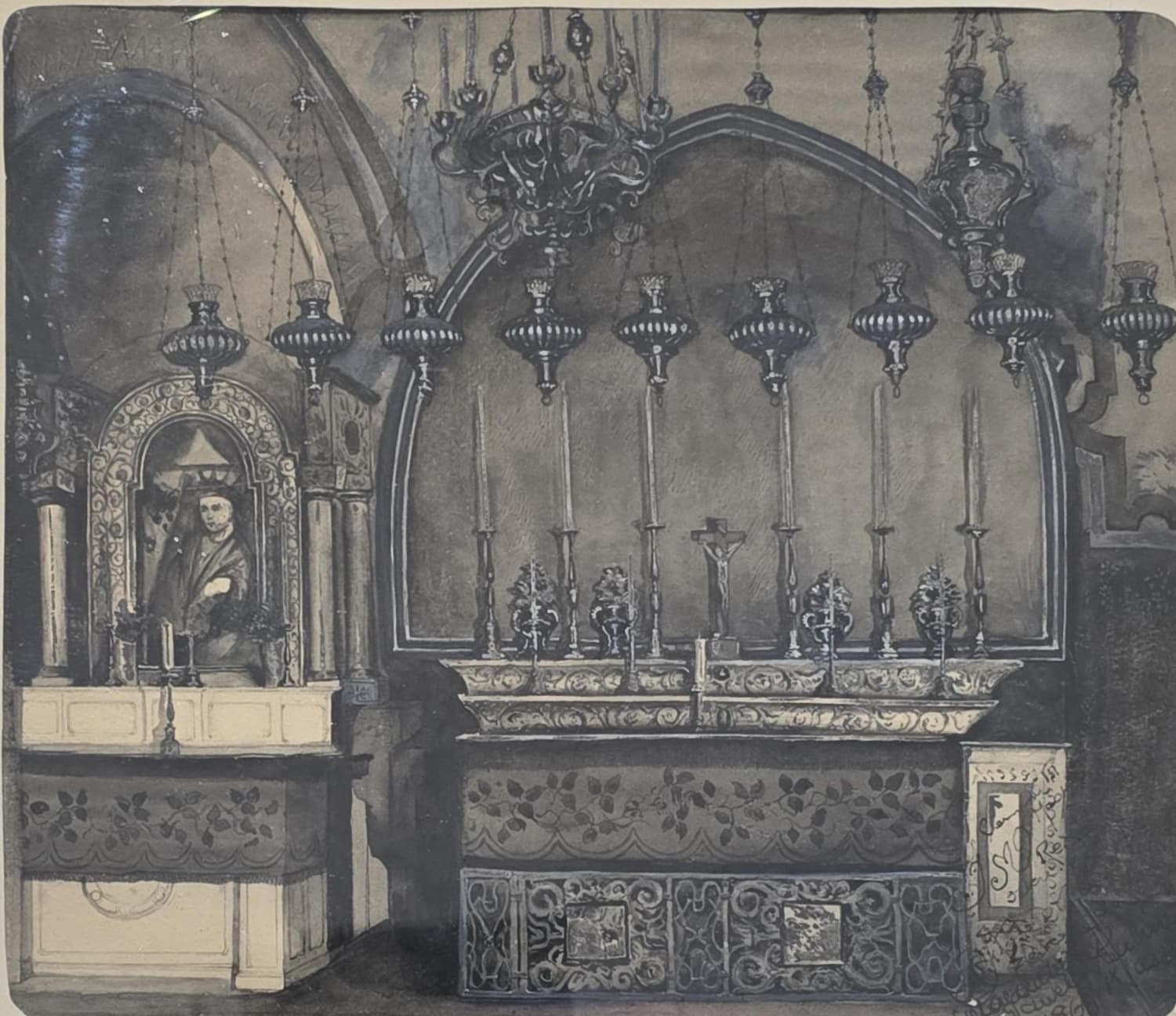 Jan Matejko Jerozolima. Bazylika Grobu Świętego - Kalwaria, ołtarz łaciński izrael jerusalem artkrak